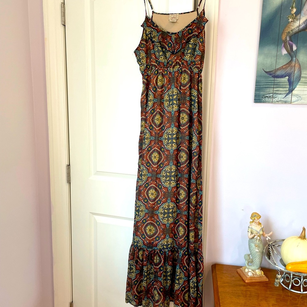 Eyelash coture boho ruffle maxi dress